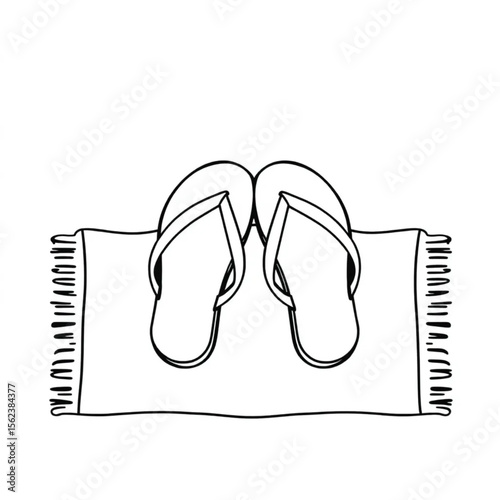 A pair of flip-flops on a beach towel