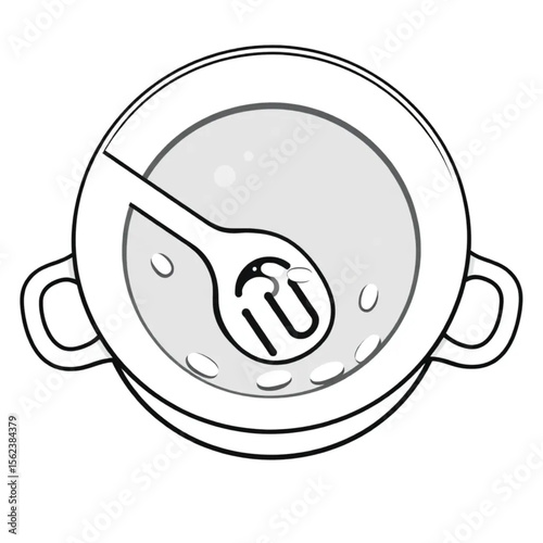 A wooden spoon in a stew pot