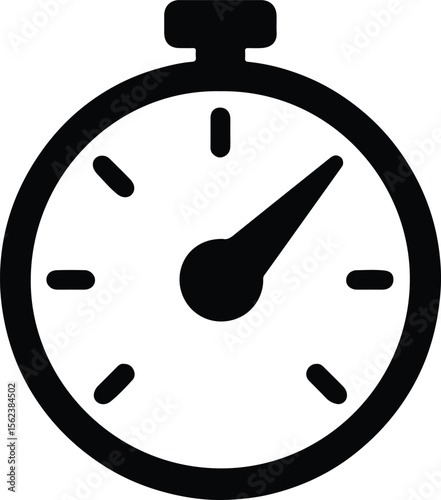 Silhouette stopwatch icon represents time speed or deadline vector Illustrator