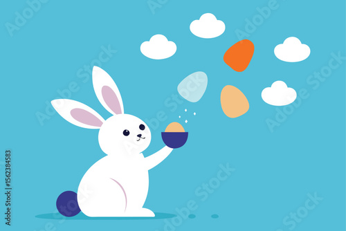 Make an Easter poster with a bunny writing secret spring wishes on floating eggs