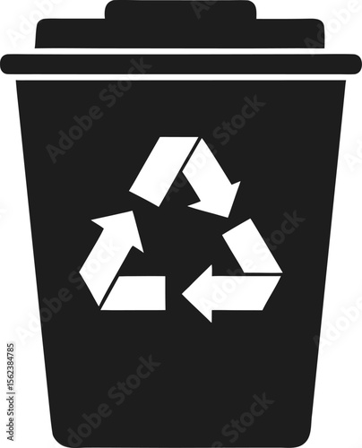 Recycling Bin and Solar Panel Silhouette Icon Set