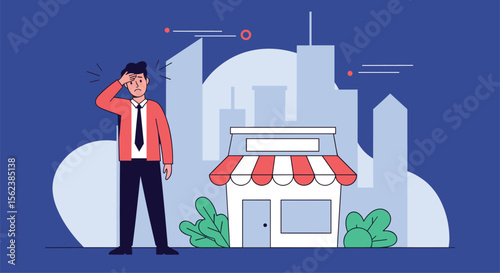 Businessman Scouting for New Business Location Opportunity in City