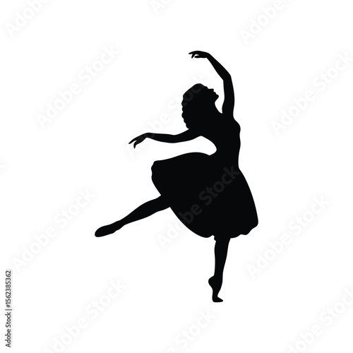 Black silhouette dancer performing on white background Vector illustration