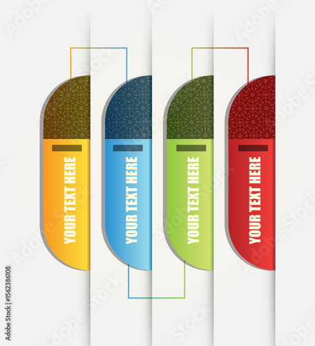 Islamic cultural infographic with geometric patterns and vibrant colors