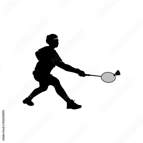 silhouette of people playing badminton Vector