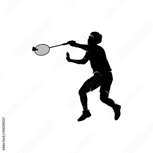 silhouette of people playing badminton Vector