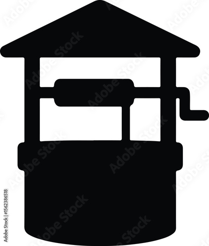 Silhouette water well old vintage farm vector Illustrator