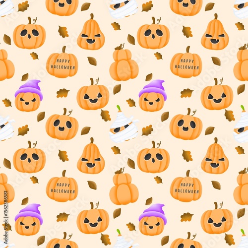Halloween pumpkin seamless pattern