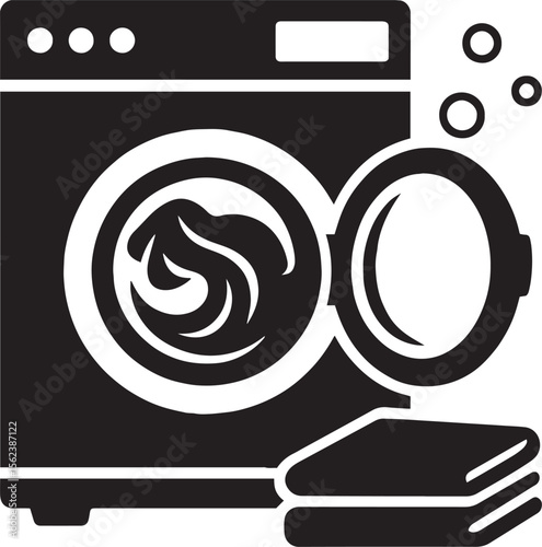 washing machine black and white silhouettes