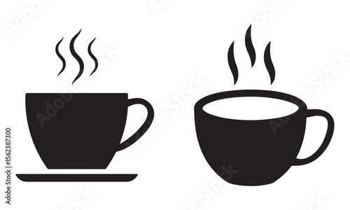 simple coffee cup icon. hot coffee or tea cup symbol with steam sign. transparent png and vector illustration. Vector illustration eps file.