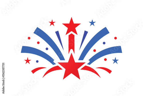 Patriotic Starburst Festive Fireworks Design for Independence Day Celebrations