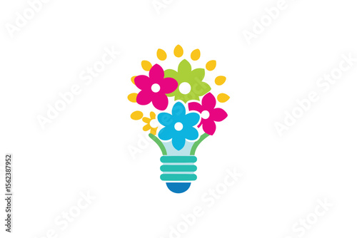 Blooming Ideas Floral Lightbulb Logo Design Concept