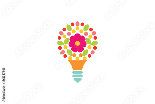 Blooming Ideas Floral Lightbulb Logo Design Concept
