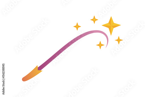 Magical Wand with Sparkling Stars Enchanting Design Element