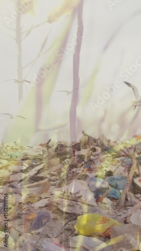 Animation of grass moving over waste disposal site