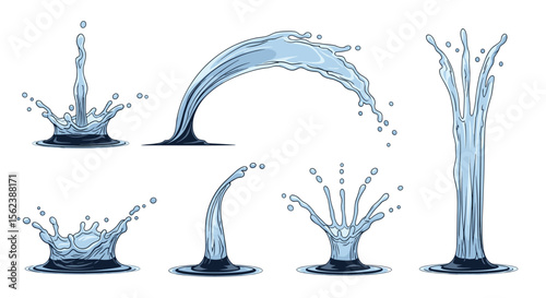 Collection of Realistic Water Splashes and Fountains