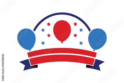 Celebration Balloons Festive Design with Stars and Banner
