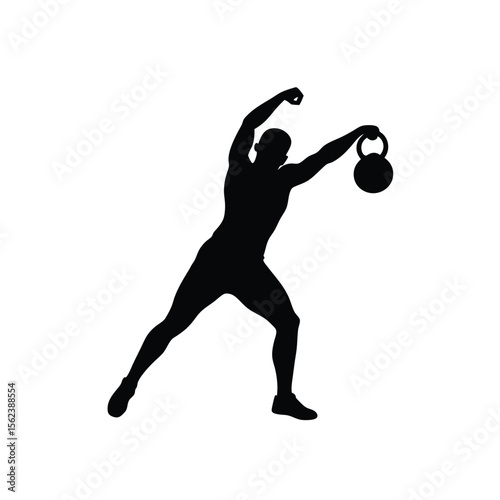 Silhouette of a kettlebell swing on a white background Vector illustration