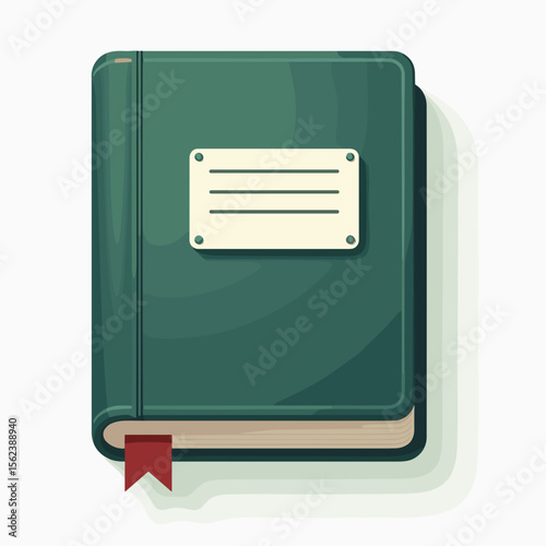 Green notebook with red bookmark on white background representing productivity  