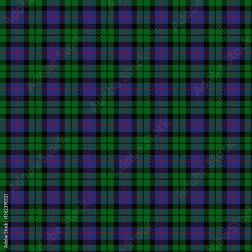 Black, Red, Blue, Green Tartan Weave Pattern - Tile