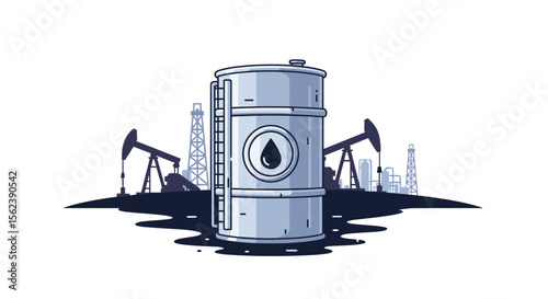 Industrial Crude Oil Production and Extraction Scene