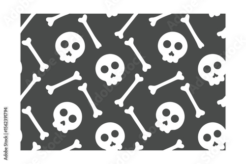Skulls bones pattern on a dark gray skeleton halloween