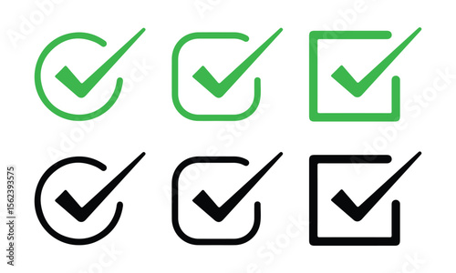 tick mark with checkbox icon. green checkmark sign for app, ui, website. vector illustration on transparent background. Vector illustration eps file.