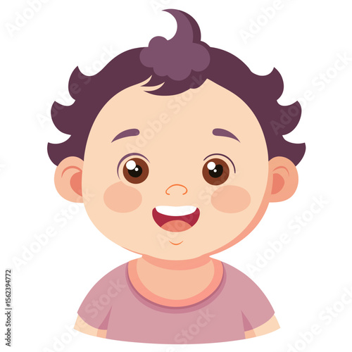 happy baby girl, smiling baby, cheerful child, light skin baby, baby portrait, baby face, cartoon baby girl, toddler girl, young child character, white background, flat design, baby avatar, girl clipa
