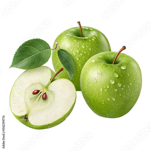 High-Resolution Photorealistic Green Apple Studio Shot