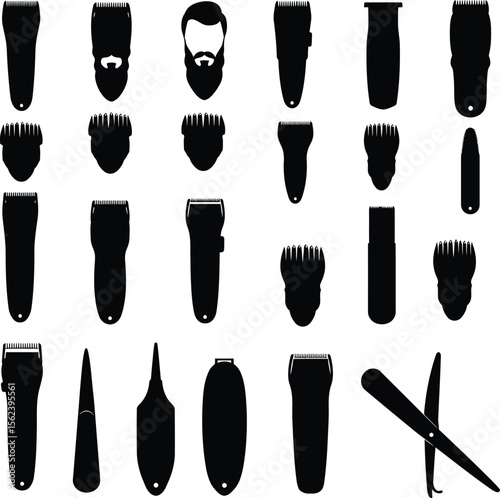 A colorful collection of modern electric shavers and epilators vector illustrations, perfect for designs related to personal grooming, beauty, and hair removal products.