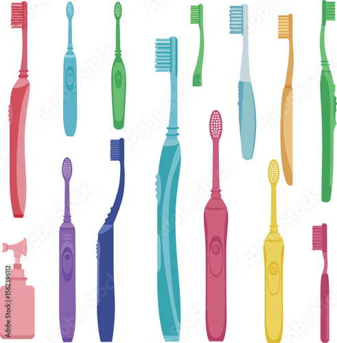 A colorful collection of modern electric shavers and epilators vector illustrations, perfect for designs related to personal grooming, beauty, and hair removal products.