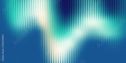 Glass gradient texture with teal and navy ripple pattern and smooth light distortion. Wavy abstract flow, futuristic blur effect, reeded vertical displacement. Vector illustration