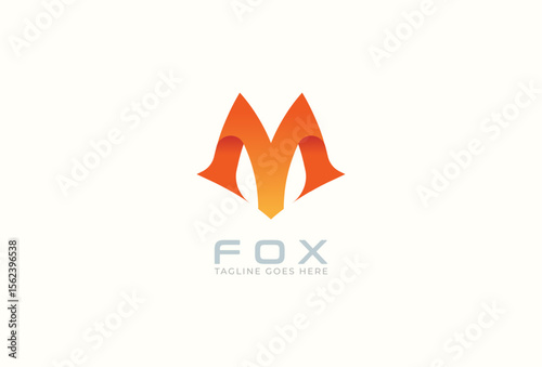 Abstract Initial Letter M minimalist Fox Logo, suitable for brand and company logo design, vector illustration
