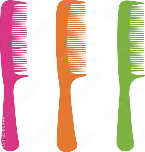 Vibrant gradient hair comb vector illustration, featuring a smooth transition from orange to magenta and purple. Ideal for beauty, salon, and personal care designs, representing modern style and hair 