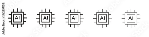 AI icon isolated silhouette on white background. Vector illustration.