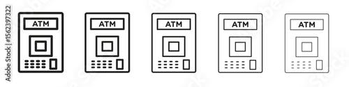 ATM machine icon isolated silhouette on white background. Vector illustration.