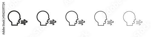 Breath icon isolated silhouette on white background. Vector illustration.