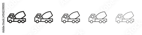 Cement truck icon isolated silhouette on white background. Vector illustration.