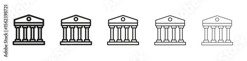 Courthouse icon isolated silhouette on white background. Vector illustration.