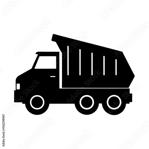 Dump truck full black silhouette large cargo vehicle vector illustration