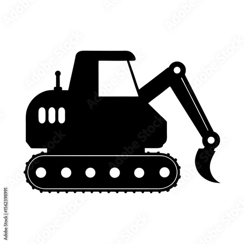Crawler loader full black silhouette with lifting arms vector illustration