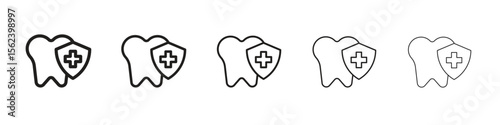 Dental insurance icon isolated silhouette on white background. Vector illustration.