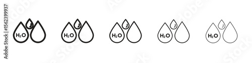 H2o icon isolated silhouette on white background. Vector illustration.