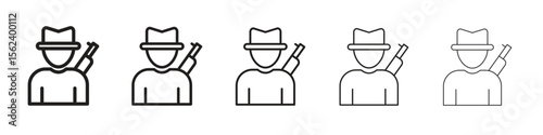 Hunter icon isolated silhouette on white background. Vector illustration.