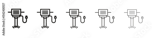 Hydraulic breaker icon isolated silhouette on white background. Vector illustration.