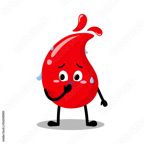 Cute Hand Drawn Nervous Blood Drop Expression