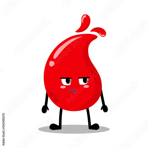 Cute Hand Drawn Bored Blood Drop Don't Know What To Do