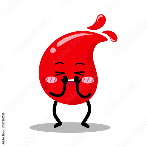 Cute Hand Drawn Shy Blood Drop Blushing