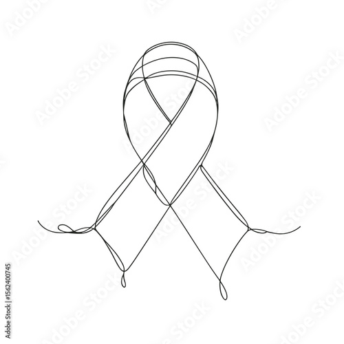 Black ribbon symbol in minimalist design representing funeral  