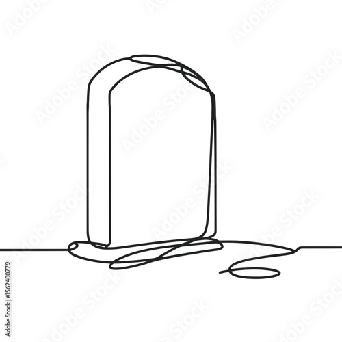 Simple line drawing of a gravestone representing the concept of funeral  